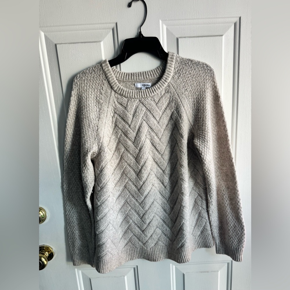 SONOMA Goods for Life Women’s Sweater XL Beige Textured Knit Pullover RN 73277.